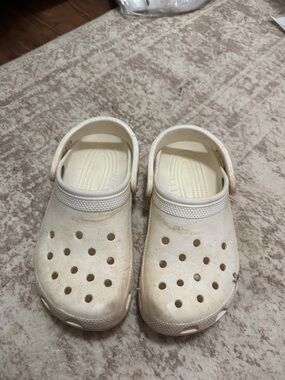 CROCS Cream Foam Clogs with Heel Strap